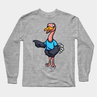 Human-like Anthropomorphic Cute Cartoon Ostrich Long Sleeve T-Shirt